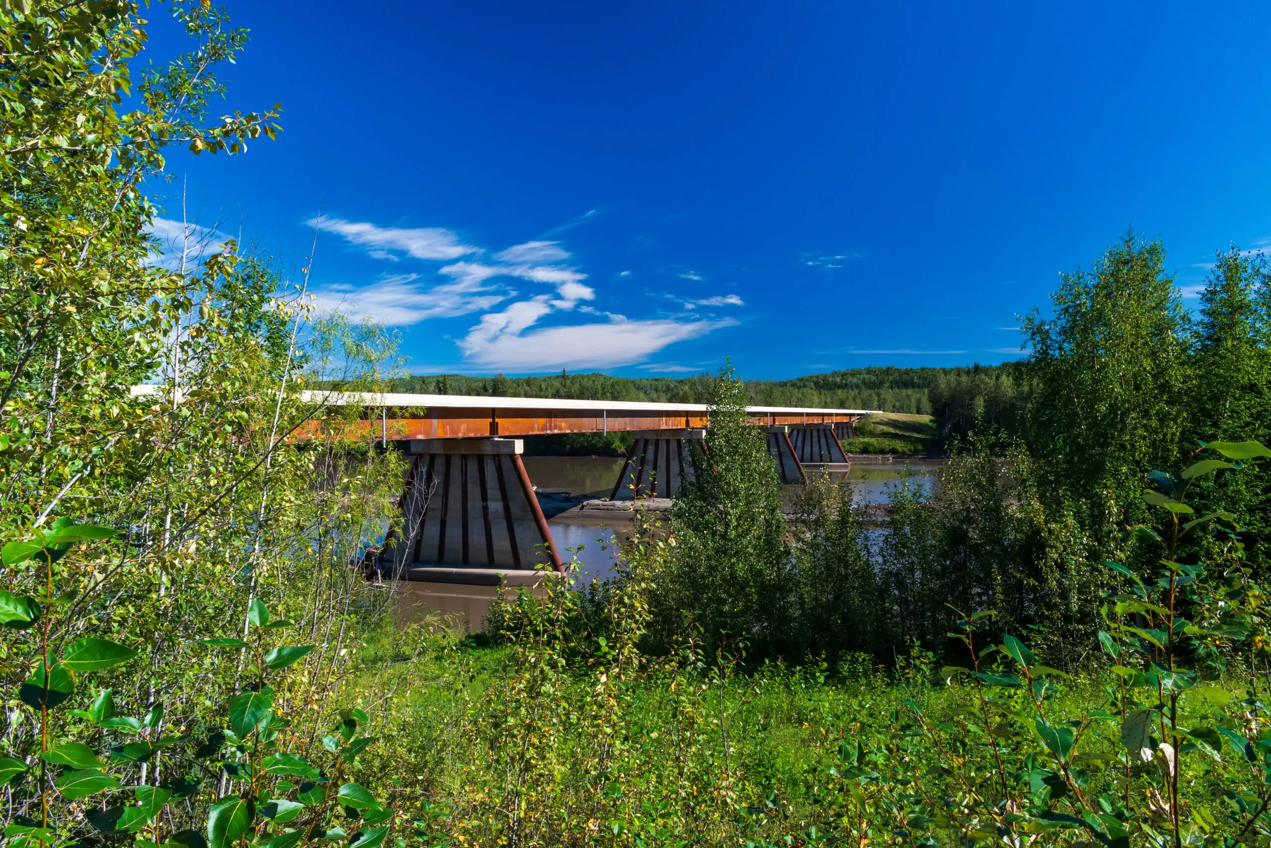 Fort Nelson River Bridge crosses the Fort Nelson River in Northern British Columbia, Canada